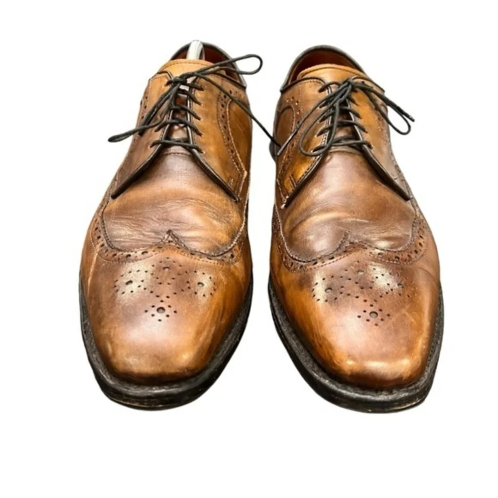 Men's Allen Edmonds Larchmont‎ Walnut Long Wingtip Dress Shoes Size 13 D